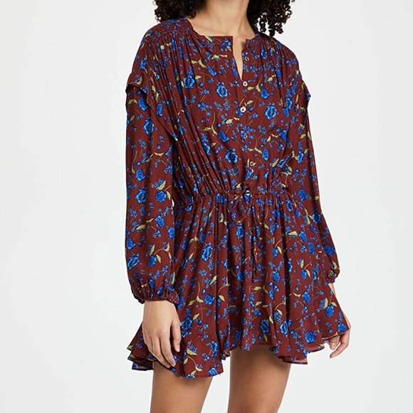 Free People Flower Fields Mini Dress - Burgundy Combo